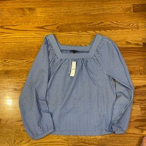 Square neck J Crew striped shirt